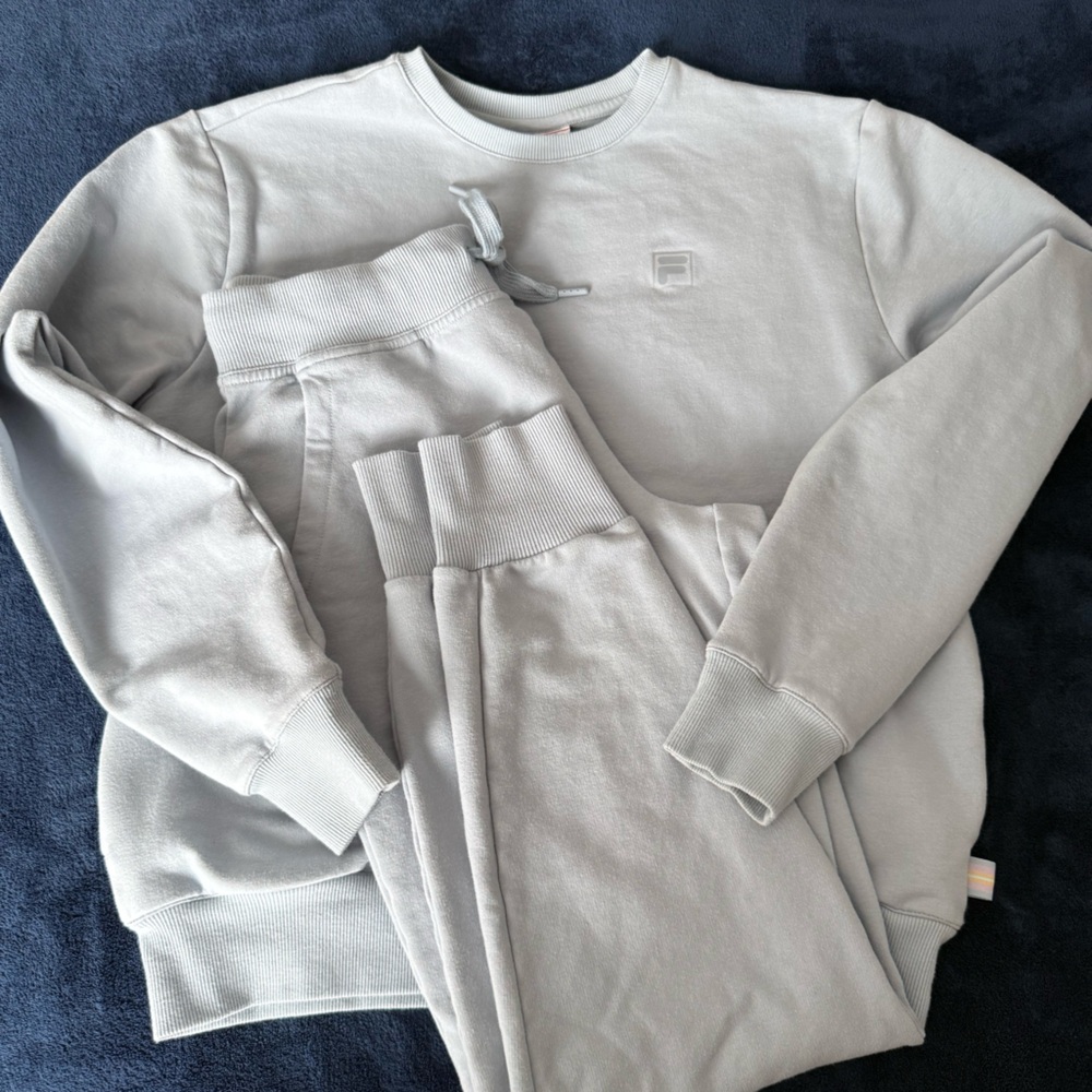 Fila Light Blue Crewneck Sweatsuit with Logo Tag
